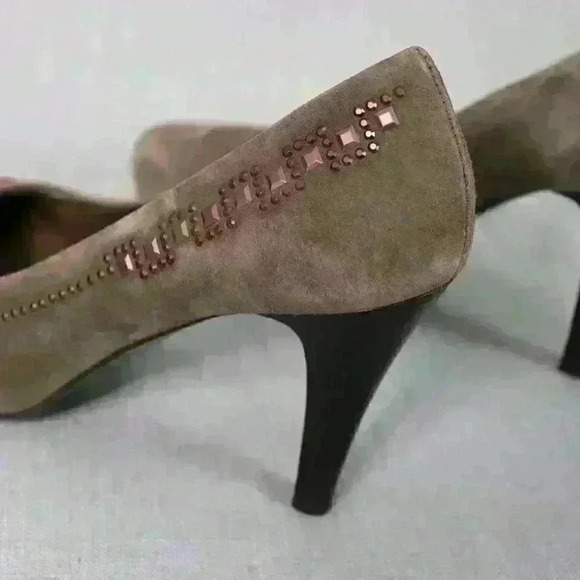 Nero Giardini Suede Pump Womens 36 EU 5 US 3.5" Stacked Heel Italy Y2K - Picture 8 of 13